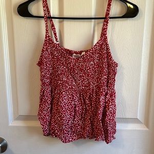 Red and white polka dot crop top